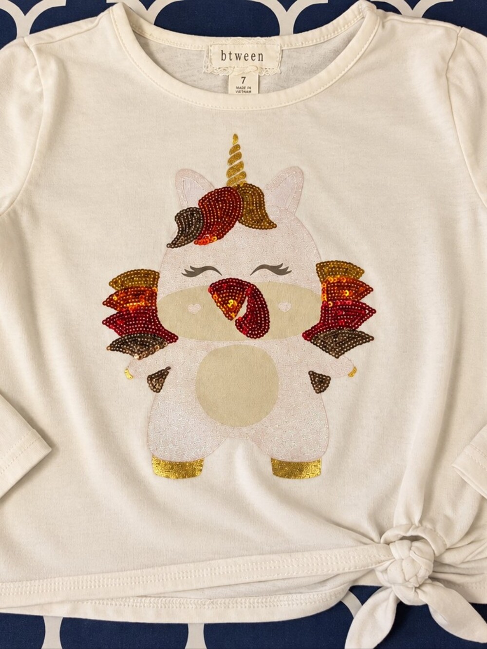 Btween Girls Size 7 Sequin Unicorn Long Sleeve Top